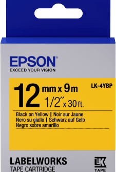 Epson Label Cartridge Pastel LK-4YBP Black/Yellow 12mm (9m)-0