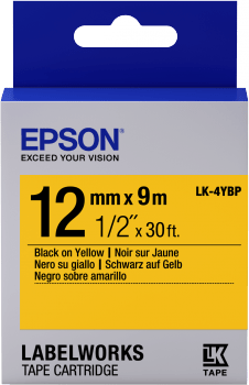 Epson Label Cartridge Pastel LK-4YBP Black/Yellow 12mm (9m)-0