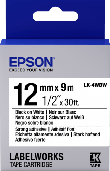Epson Label Cartridge Strong Adhesive LK-4WBW Black/White 12mm (9m)-0